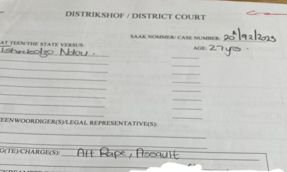 Ndou is facing attempted rape and assault charges