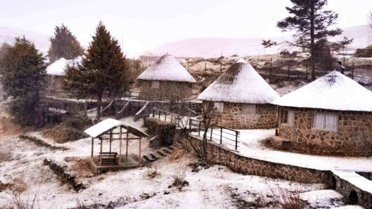 Snowing in Africa Semonkong Lodge