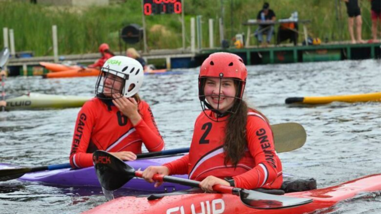 Mia Verster plays canoe polo