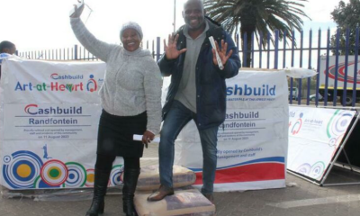 A happy Patrick Mashego Primary School principal Bongi Phakathi together with Hysen Matshova