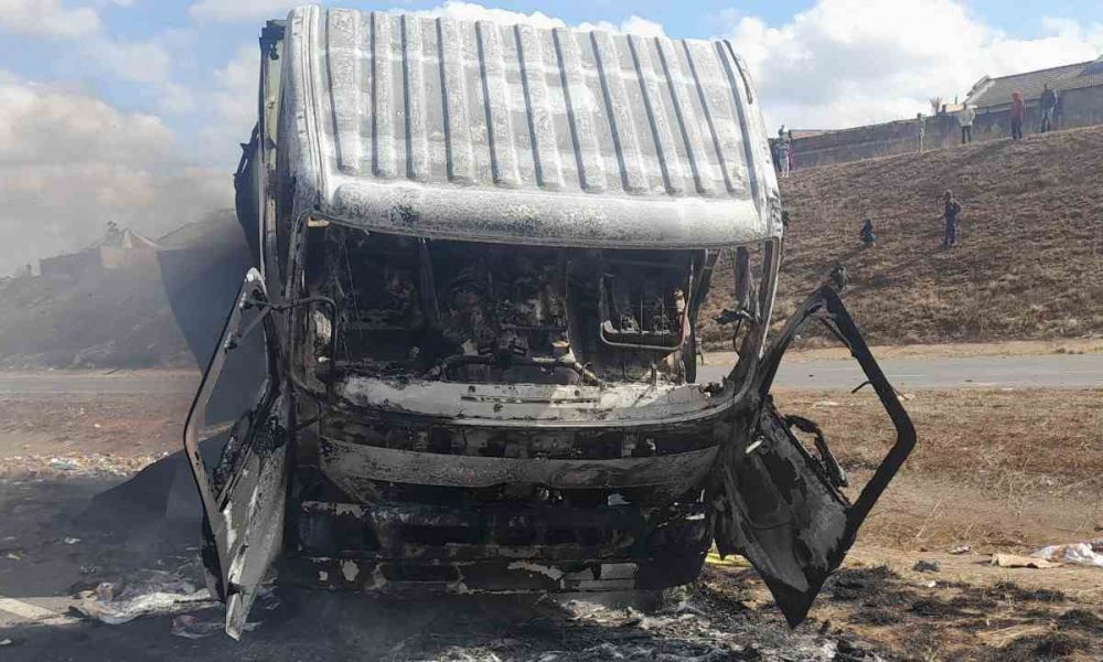 demonstrators looted a truck on the N12 highway