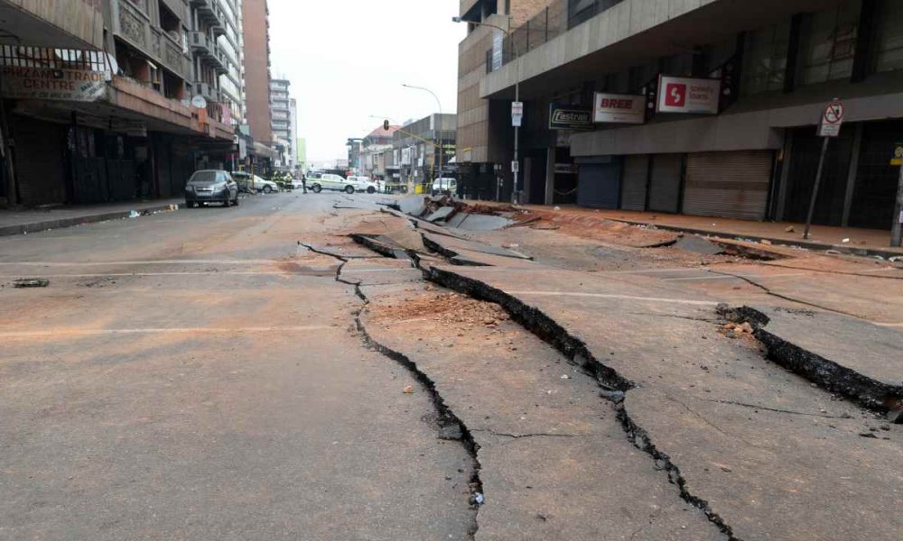 site of the Johannesburg explosion remains unguarded