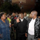 President Cyril Ramaphosa (centre) on a site visit to assess the damage from the fire tragedy at a residential building in Marshalltown, Johannesburg on 31 August 2023