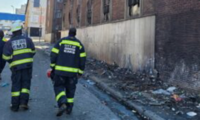 Firefighters outside the building on Alberts Street in Marshalltown