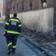 Firefighters outside the building on Alberts Street in Marshalltown