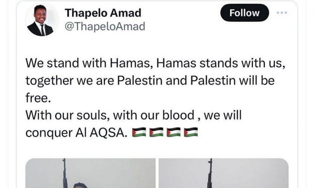 SAJBD Criticizes Ex-Joburg Mayor for Backing Hamas